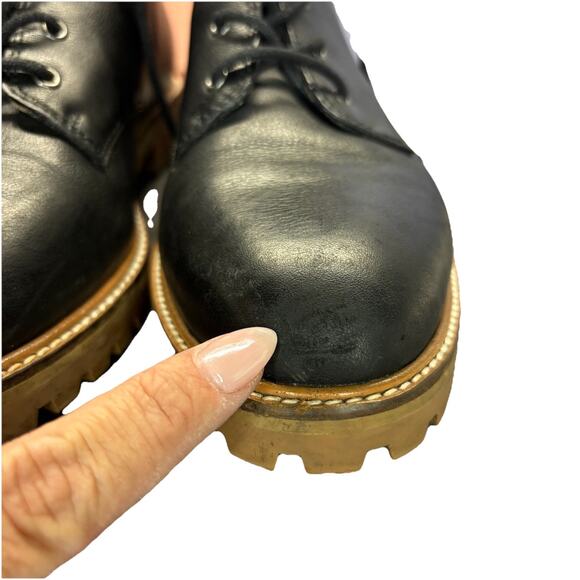 Madewell Claire Soft Leather Combat Boot Womens 9 Black Lugsole Lace Up Chunky - Picture 13 of 13